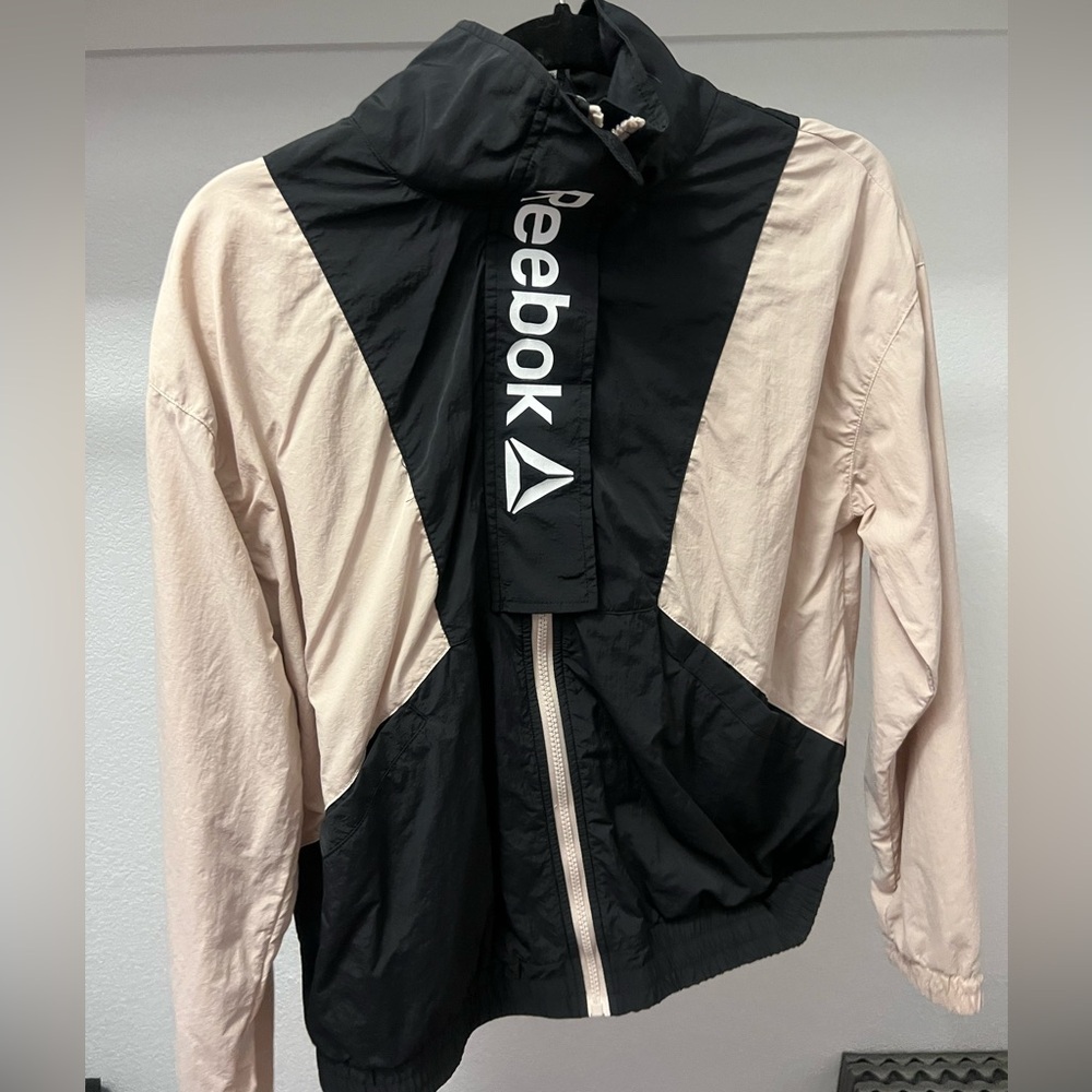 Reebok zip-up windbreaker - tan/black - size S